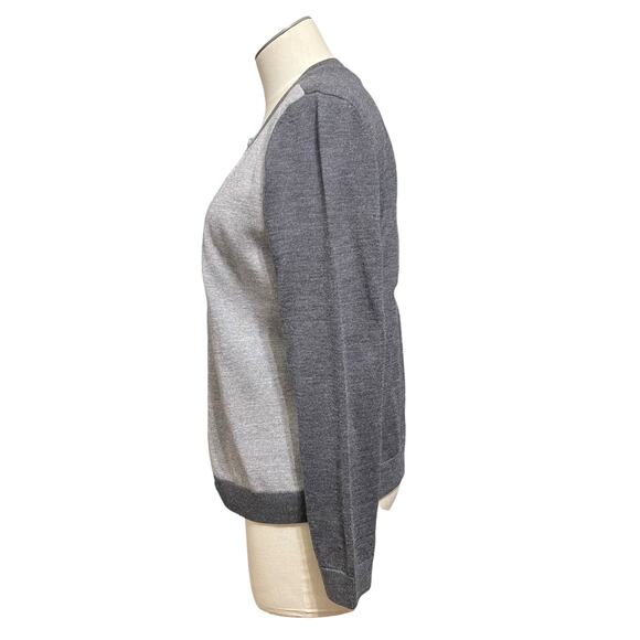 Talbots Womens Gray Color Block Italian Merino Wool Cardigan Work Twin Set Sz LP - Picture 4 of 16